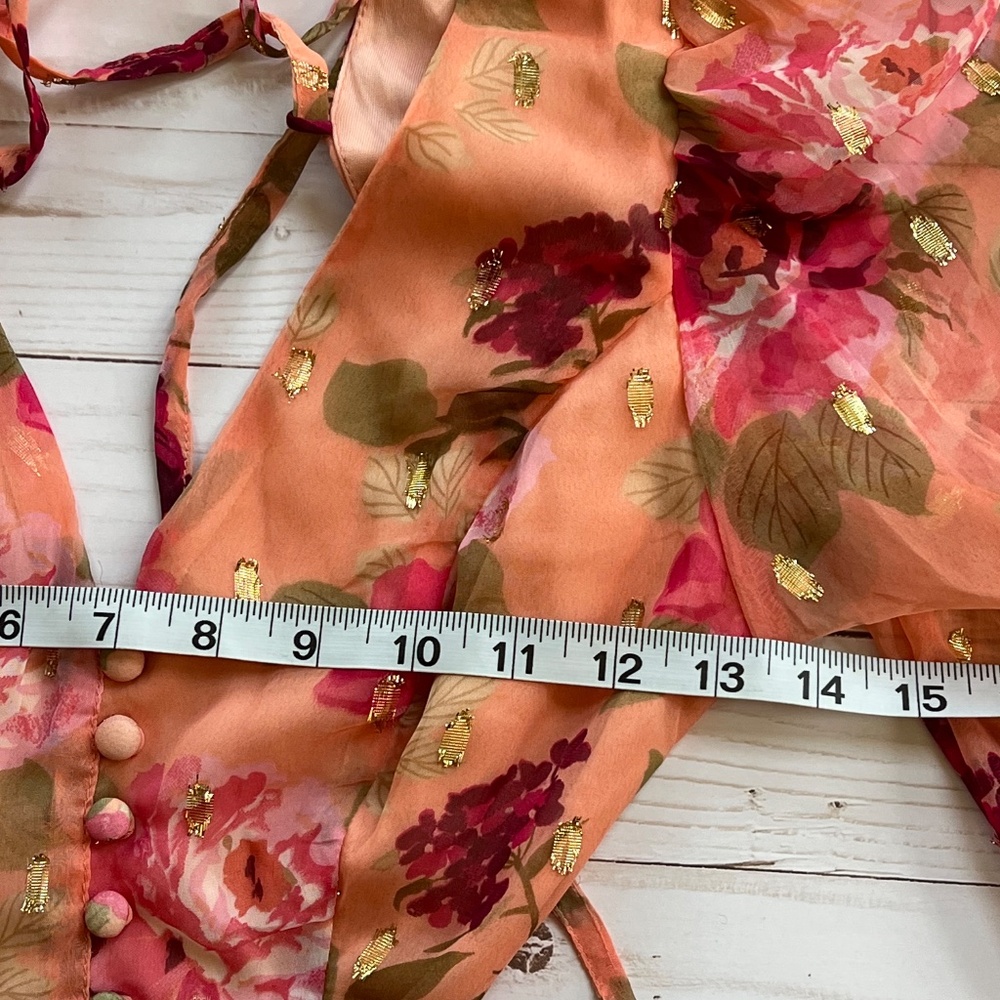 NWT Rahi Florence Print Pink/Peach Floral Cut Out Mini Dress Women's size Medium - Picture 7 of 10